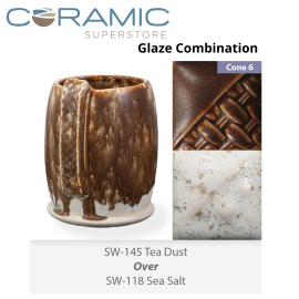 Tea Dust SW-145 over Sea Salt SW-118 Stoneware Combination
